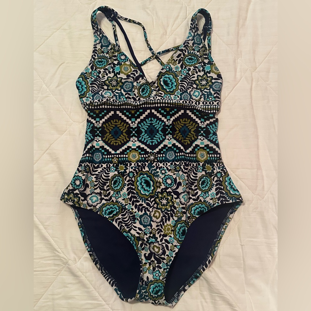 Mossimo Supply Co Blue and Green One Piece Swimsuit